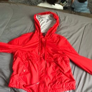 Red rain jacket